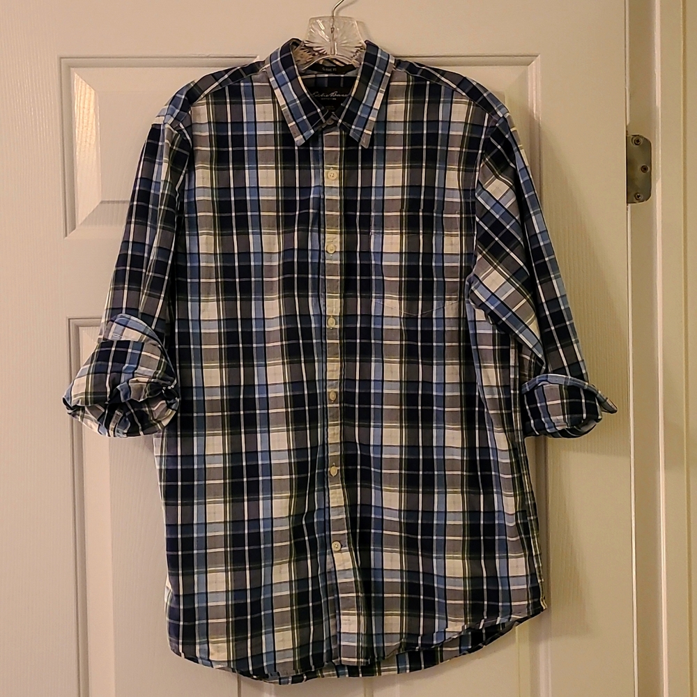 Eddie Bauer Blue Plaid Button-Down